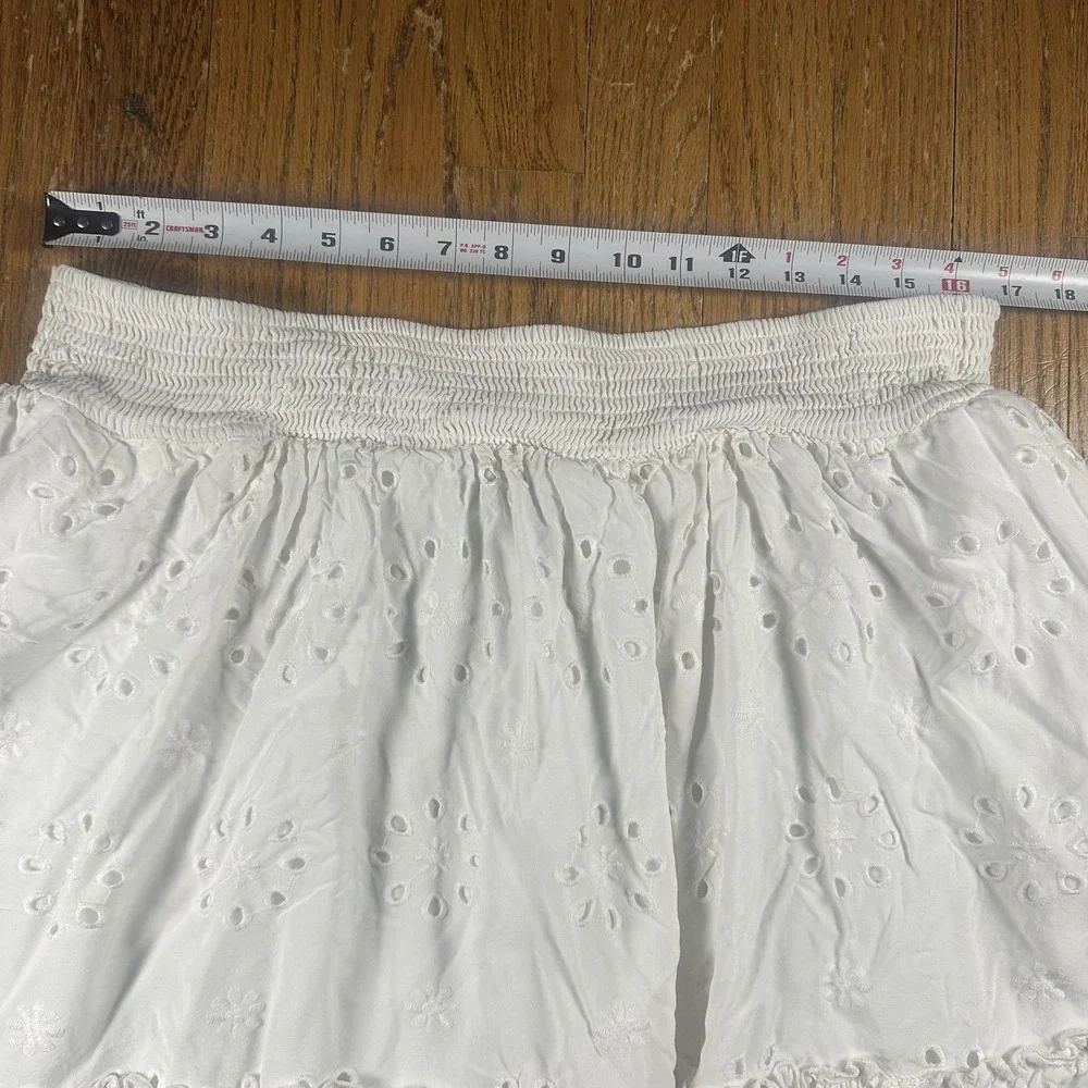Torrid Skirt Womens 3 White Eyelet Peasant Short Lined Ruffle Fairy Cottage - Picture 4 of 5